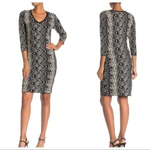 Nanette Lepore snakeskin v-neck knit sweater dress NWT